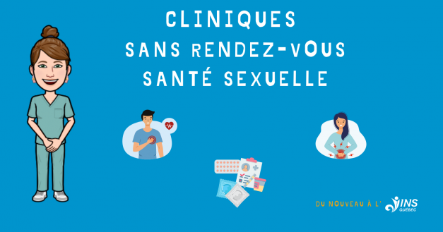 Clinique sans rendez-vous et de santé sexuelle, avec un bitmoji de l'infirmière Katya