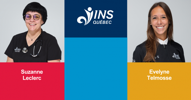 Photos de Suzanne Leclerc et Evelyne Telmosse, souriantes et portant un vêtement affichant le logo de l'Institut.